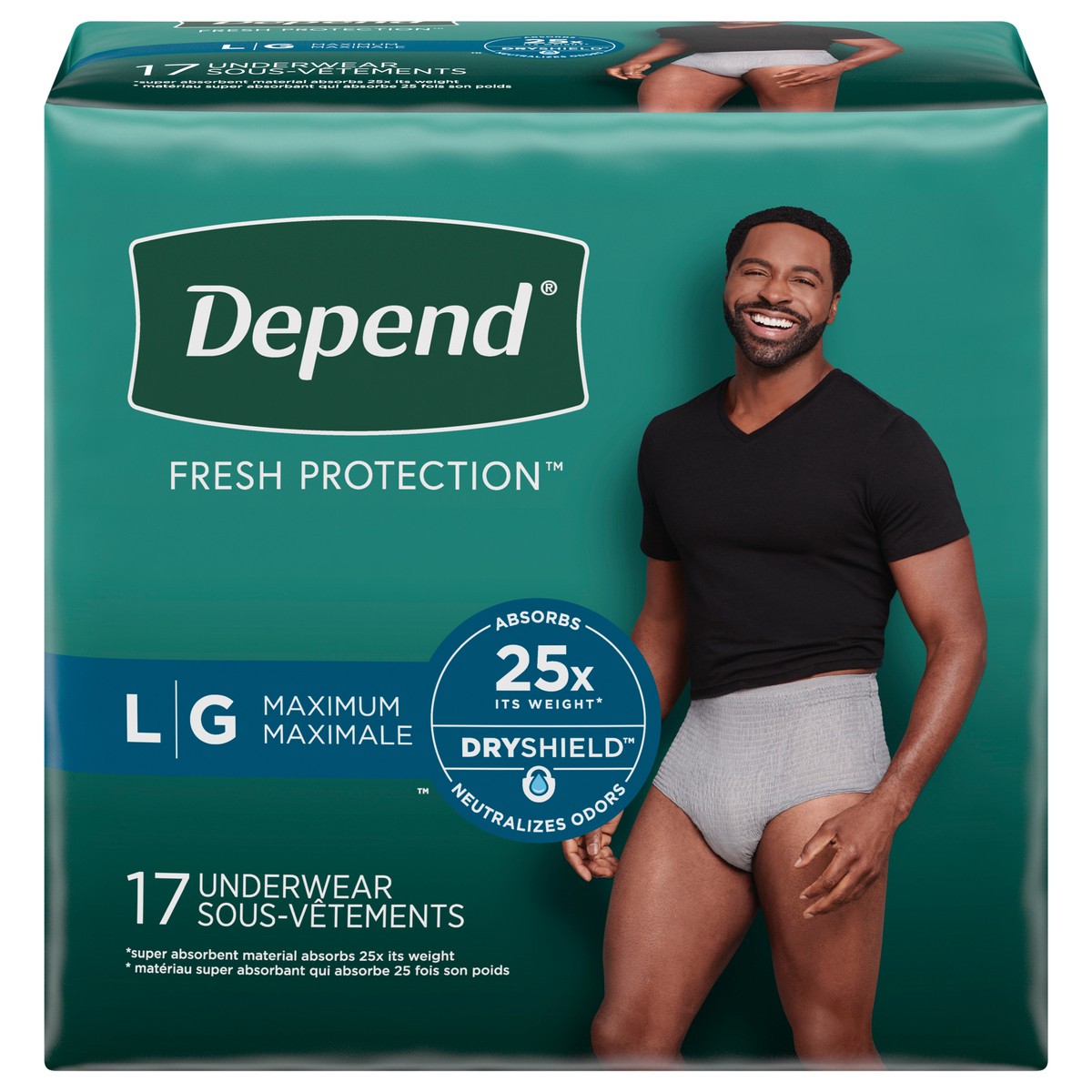 slide 1 of 3, Depend Mens Fitflex Convenience Incontinence Underwear- Large, 17 ct