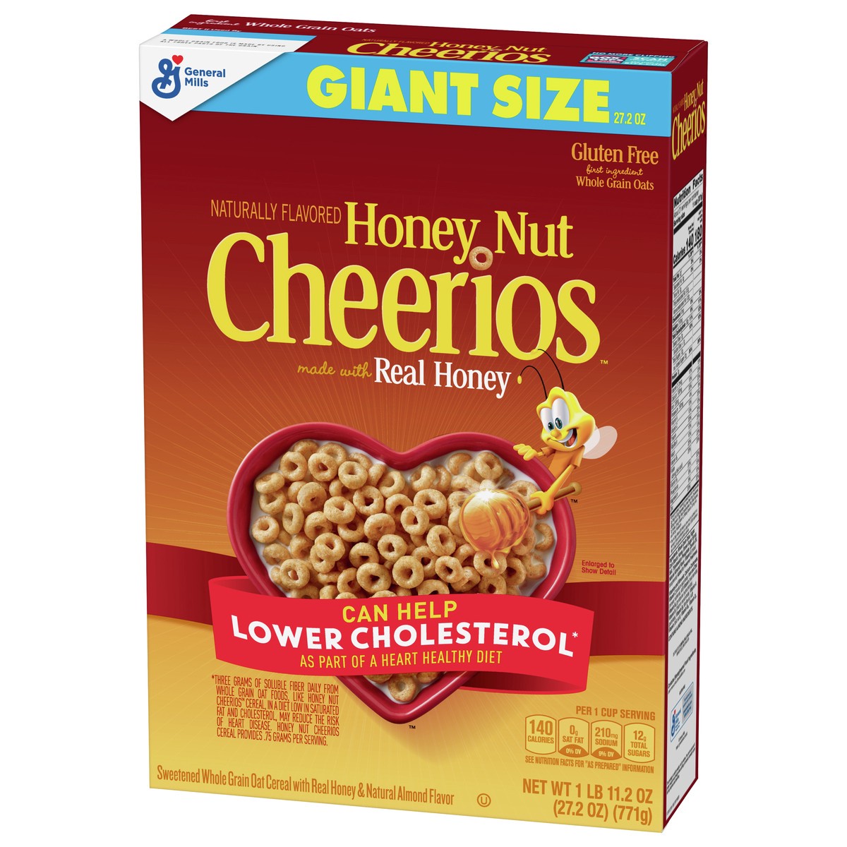 slide 5 of 9, Cheerios Honey Nut Cheerios Cereal, Limited Edition Happy Heart Shapes, Heart Healthy Cereal With Whole Grain Oats, Giant Size, 27.2 oz, 27.2 oz