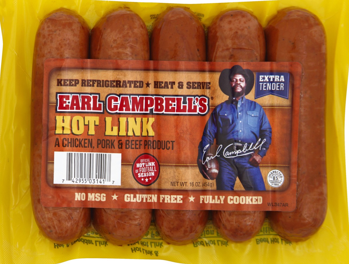 slide 2 of 6, Earl Campbell's Hot Link 16 oz, 16 oz