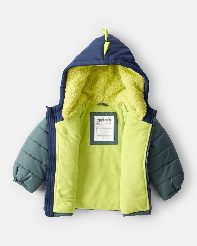 slide 4 of 6, Carter's Carters Baby Boy 2-Piece Dinosaur Hooded Snowsuit Jacket & Bib Set - Green/Blue Teal 24M, 2 pc
