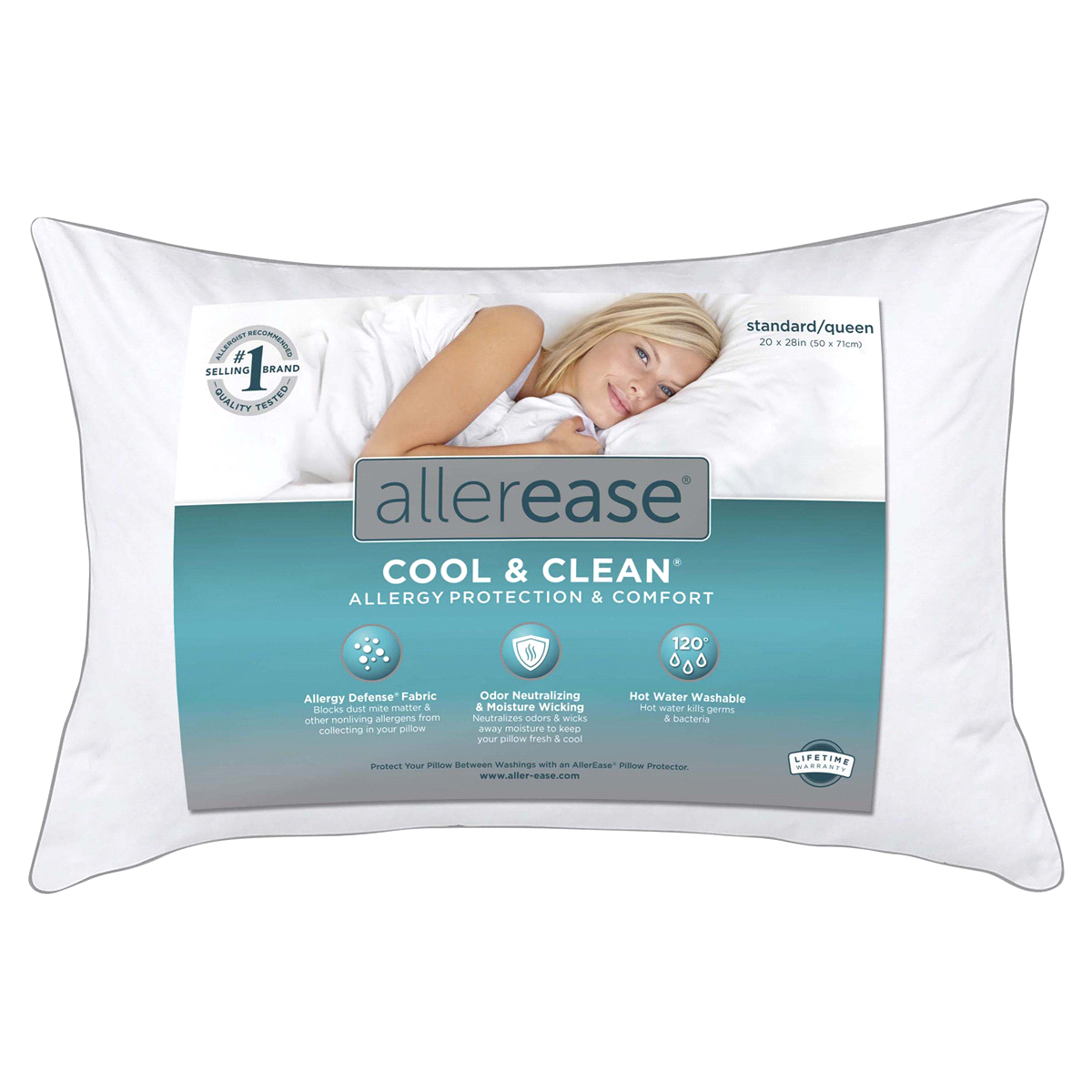slide 1 of 1, Allerease Fresh And Cool Allergy Protection Pillow - White, 1 ct