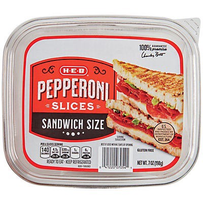 slide 1 of 1, H-E-B Pepperoni, 7 oz