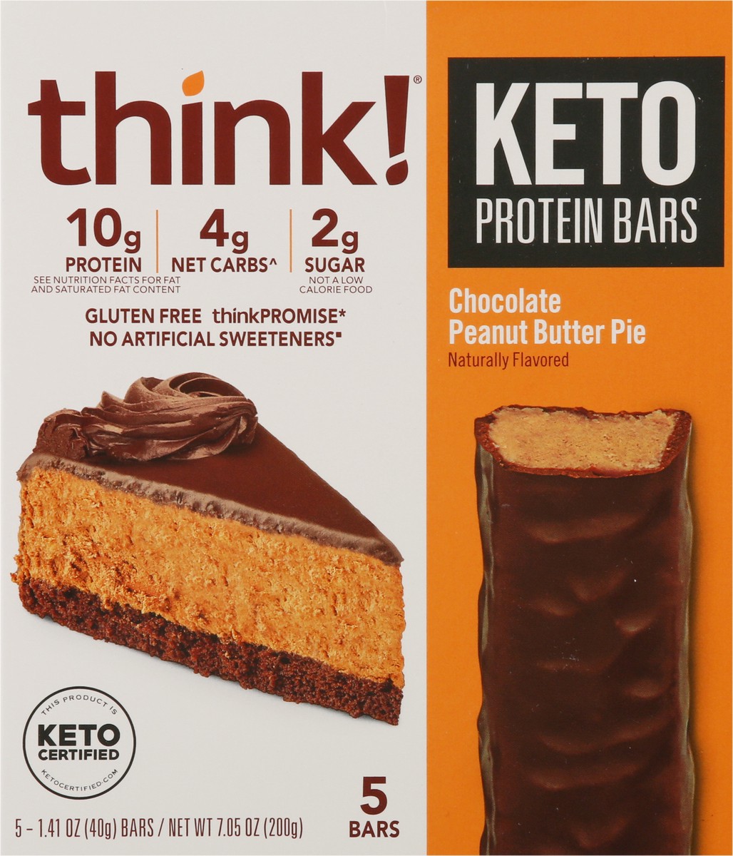 slide 4 of 9, think! Delight Chocolate Peanut Butter Pie Protein Bar 5 - 1.41 oz Bars, 5 ct