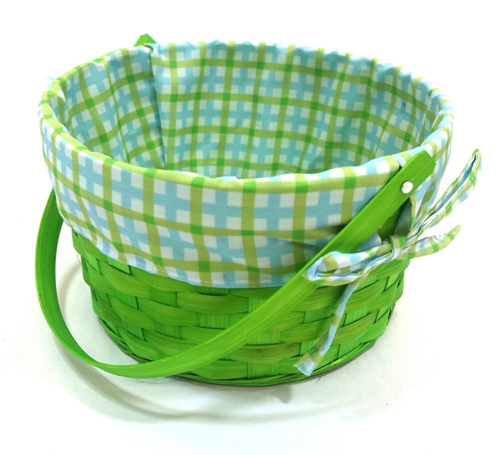 slide 2 of 3, HH 8.5in Lined Bamboo Basket - Green, 8.5 in