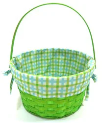 HH 8.5 in Lined Bamboo Basket - Green
