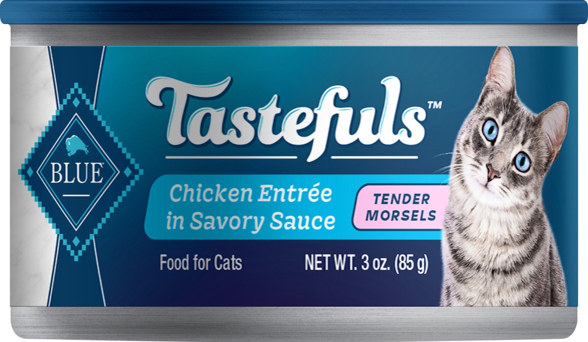 slide 2 of 2, Blue Buffalo Tastefuls Adult Tender Morsels Chicken Entree in Savory Sauce Food for Cats 3 oz, 3 oz