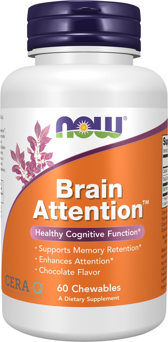 slide 2 of 6, NOW Brain Attention™ - 60 Chewables, 60 ct