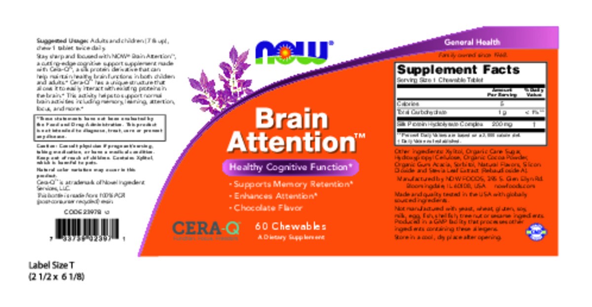 slide 5 of 6, NOW Brain Attention™ - 60 Chewables, 60 ct