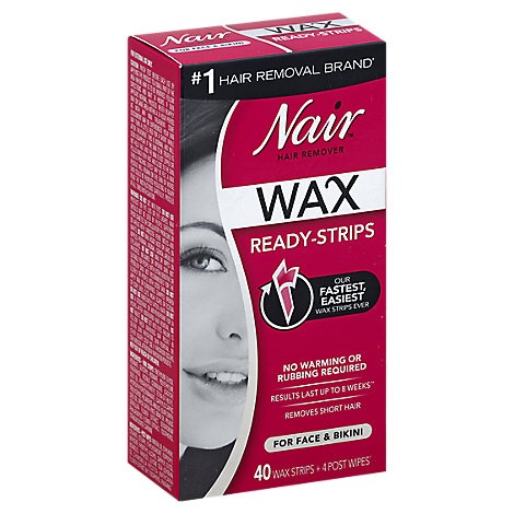 slide 1 of 1, Nair Wax Ready-Strips Face, 40 ct