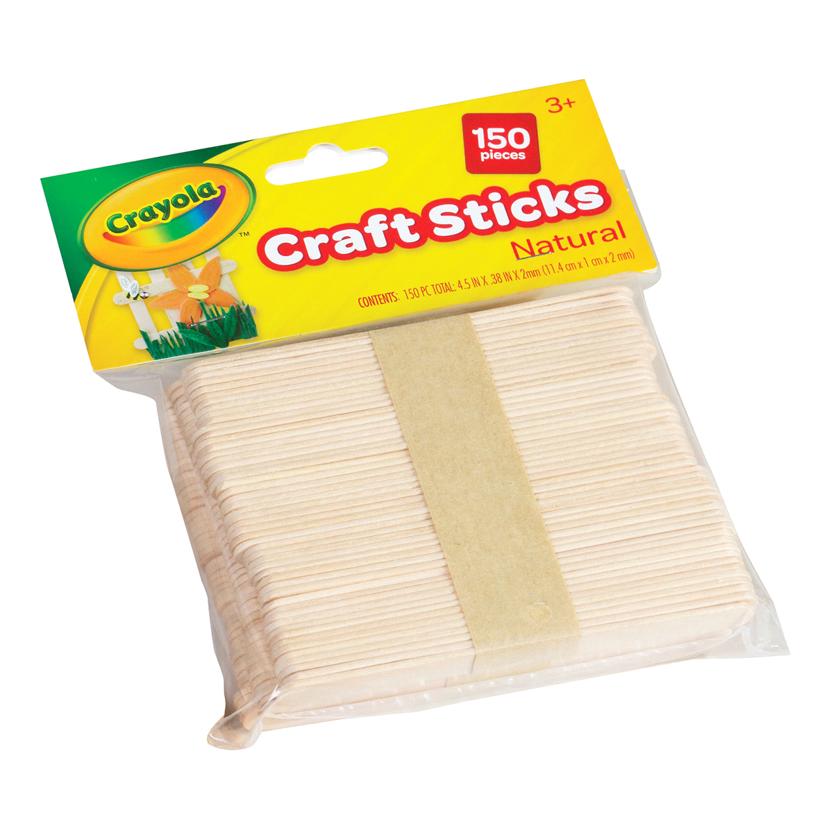 slide 1 of 1, Crayola Craft Sticks Natural, 150 ct