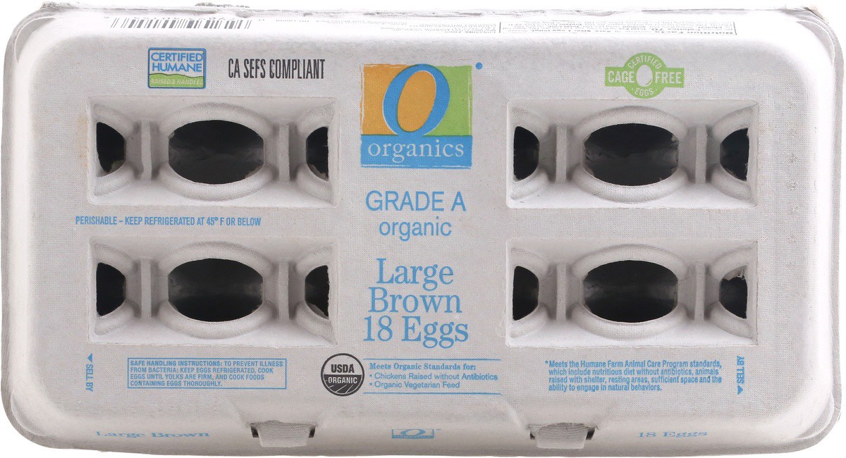 slide 9 of 9, O Organics Organic Eggs Large Brown, 18 ct