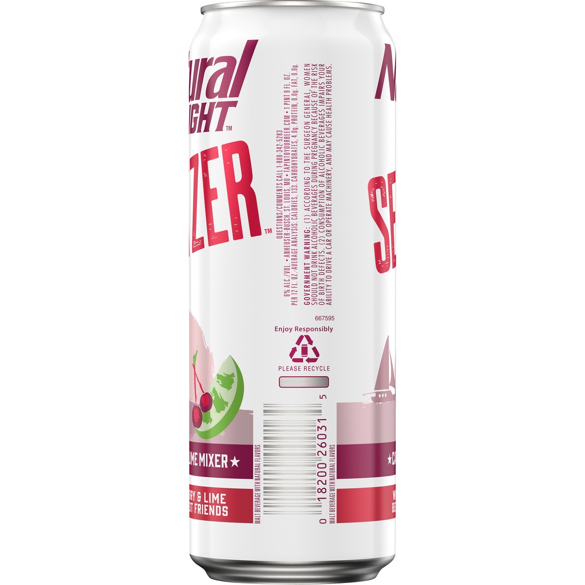 slide 2 of 6, Natural Light Seltzer Catalina Lime Mixer Black Cherry Lime Seltzer, 25 fl. oz. Can, 25 fl oz