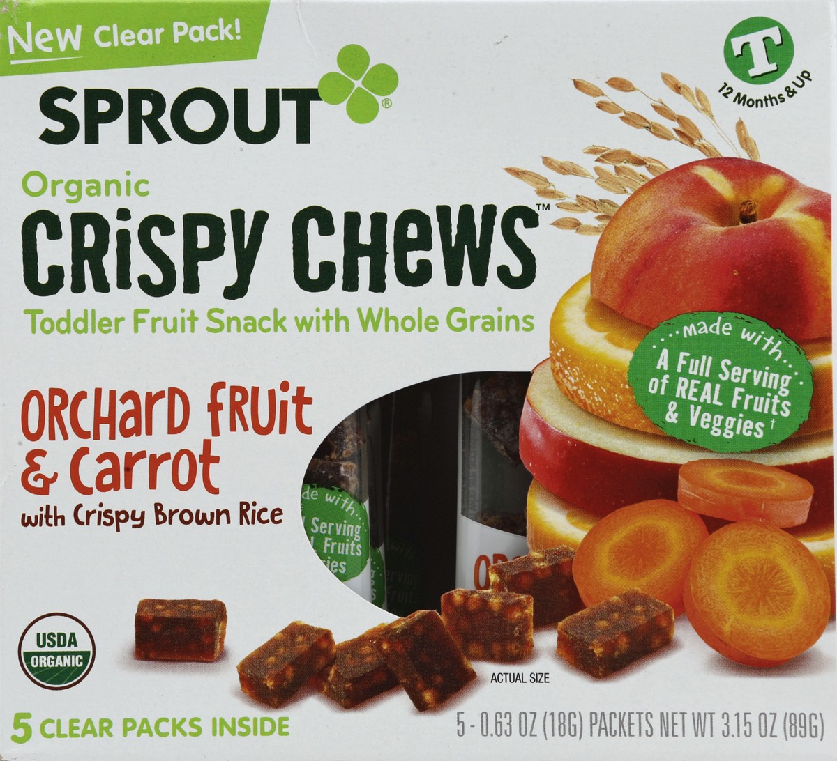 slide 5 of 6, Sprout Toddler Chews Orchard Fruit & Carrot, 5 ct; 0.63 oz