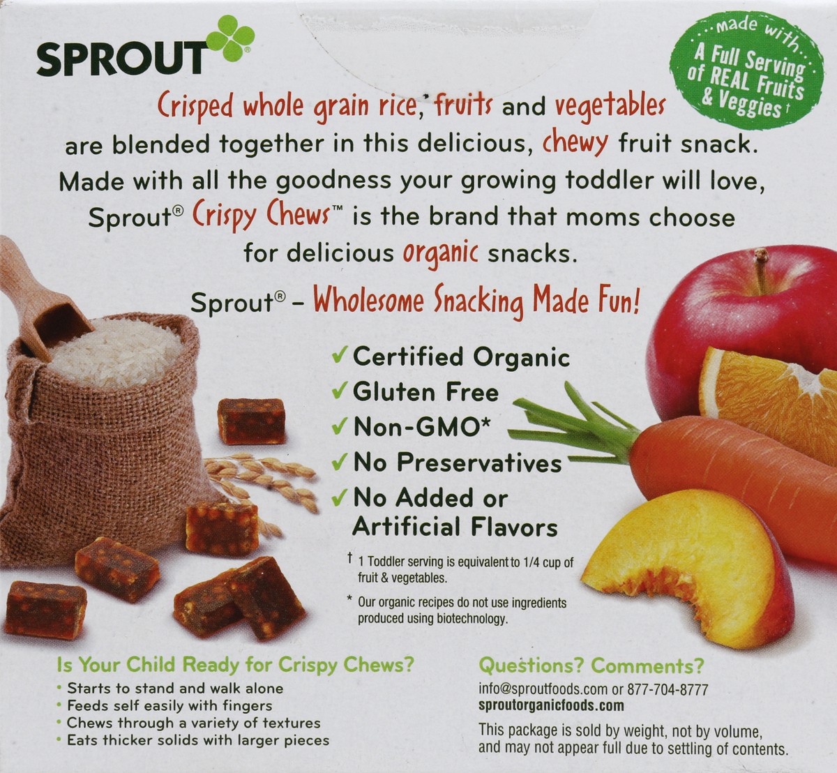 slide 6 of 6, Sprout Toddler Chews Orchard Fruit & Carrot, 5 ct; 0.63 oz