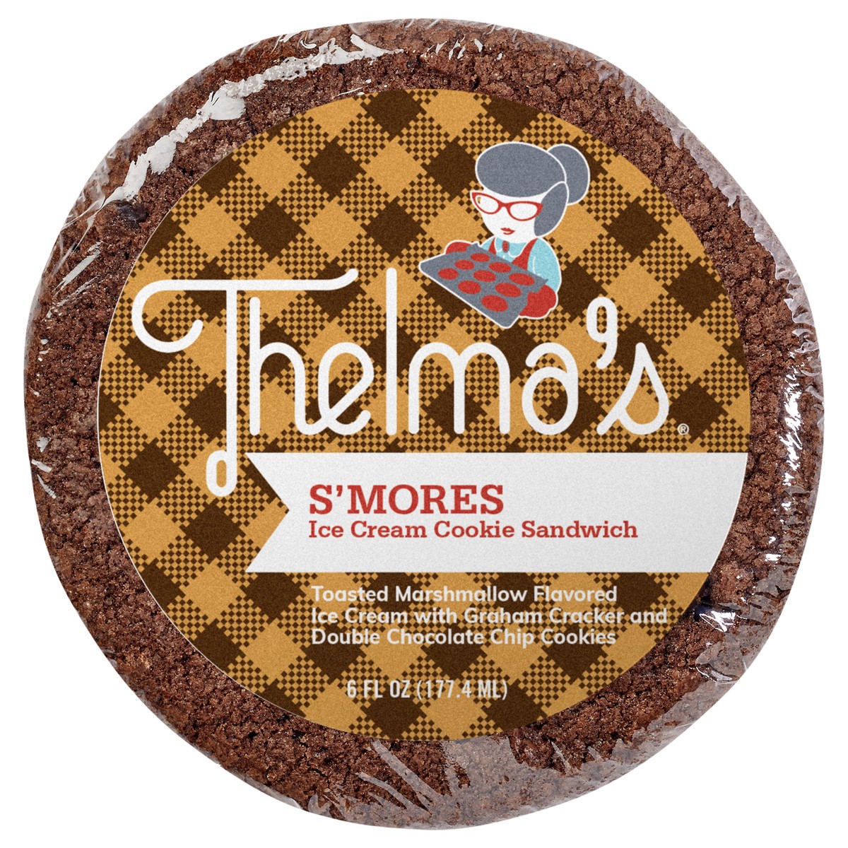 slide 1 of 9, Thelma's S'mores with Marshmallow Ice Cream Sandwich 6 Fluid Ounce, 6 fl oz