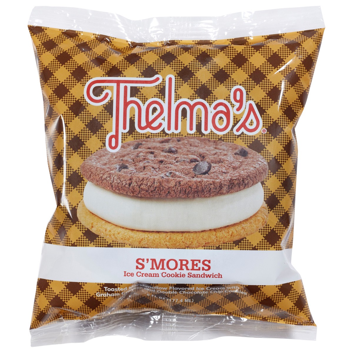 slide 1 of 9, Thelma's S'mores with Marshmallow Ice Cream Sandwich 6 Fluid Ounce, 6 fl oz