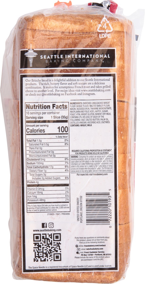slide 6 of 9, Seattle International Baking Company Classic Brioche Bread 20 oz, 20 oz