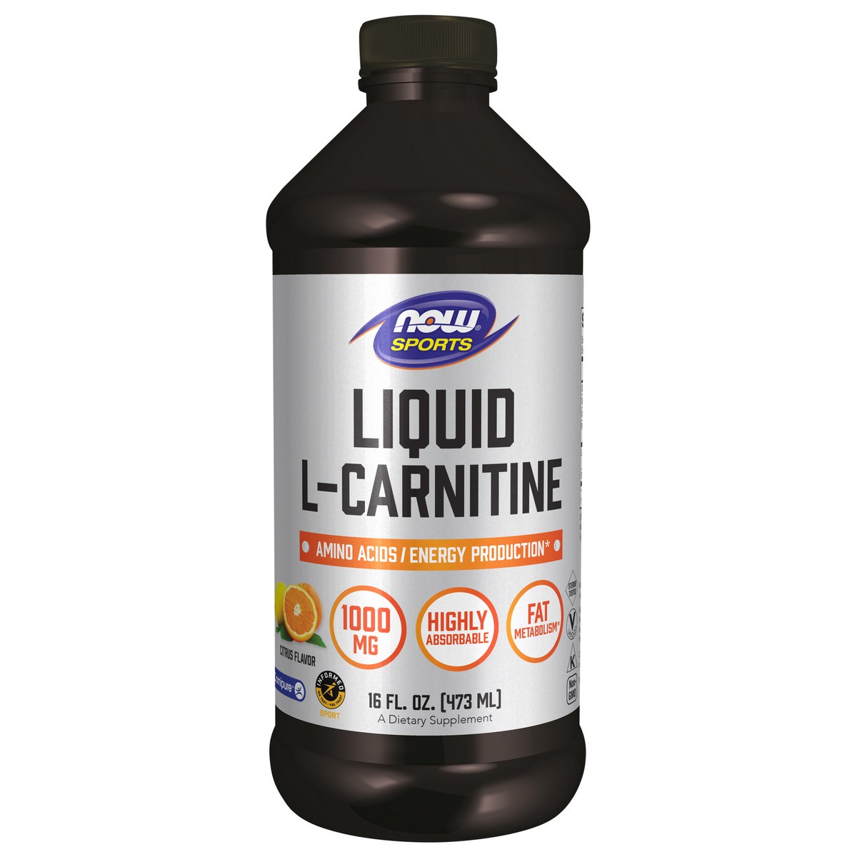 slide 1 of 5, NOW L-Carnitine Liquid 1000 mg, Citrus - 16 fl. oz., 16 oz