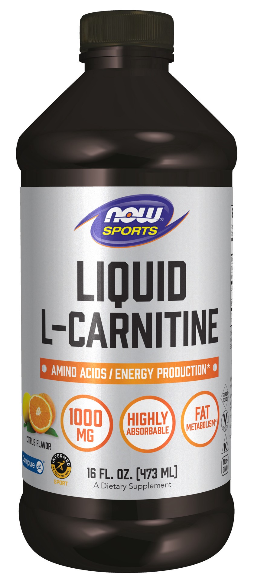 slide 1 of 5, Now Naturals NOW L-Carnitine Liquid 1,000 Mg, 16 oz