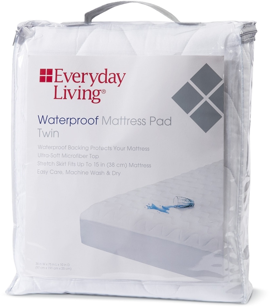 slide 1 of 1, Everyday Living Waterproof Mattress Pad - White, Twin Size