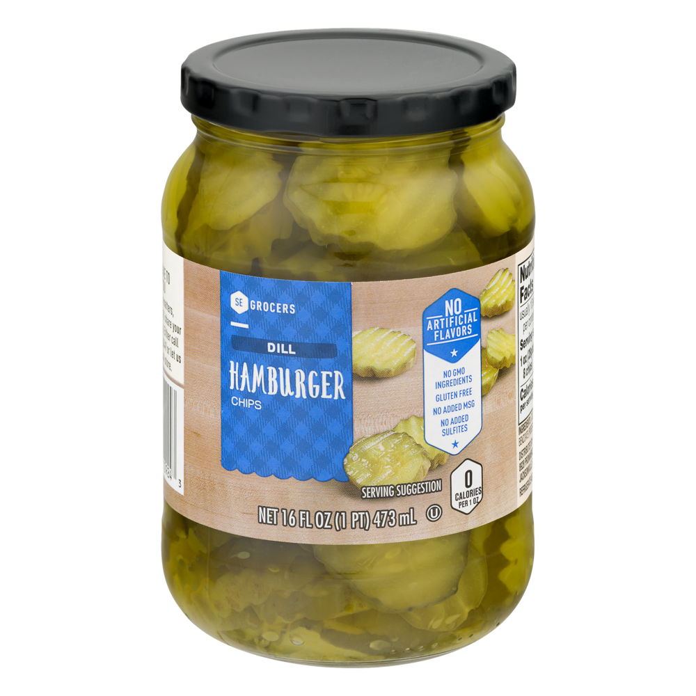 slide 1 of 1, SE Grocers Hamburger Chips Dill, 16 oz