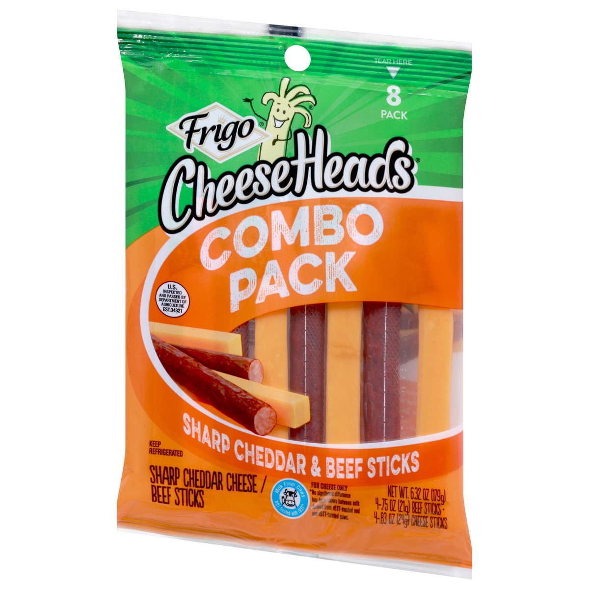 slide 3 of 9, Frigo Snack Sharp Cheddar & Beef Sticks, 6.3 oz