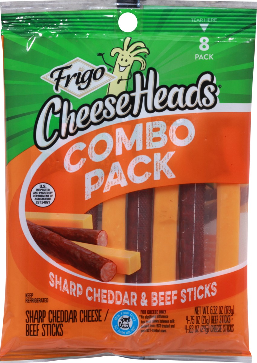 slide 6 of 9, Frigo Snack Sharp Cheddar & Beef Sticks, 6.3 oz
