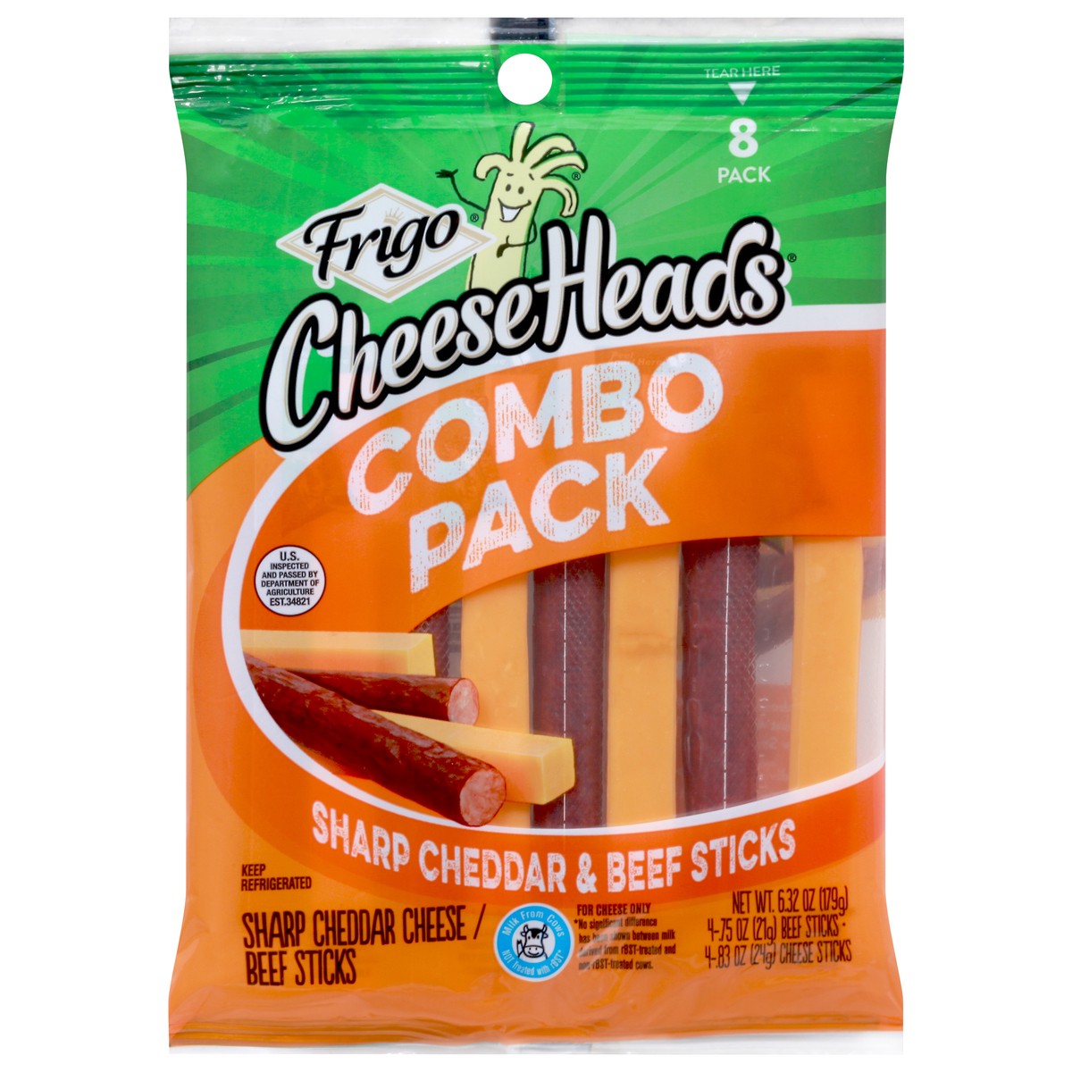 slide 1 of 9, Frigo Snack Sharp Cheddar & Beef Sticks, 6.3 oz
