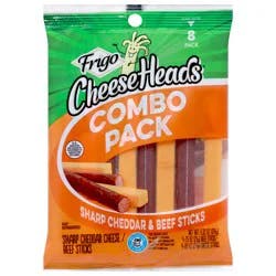 Frigo Cheese Heads Sharp Cheddar & Beef Sticks Combo Pack 8 ea