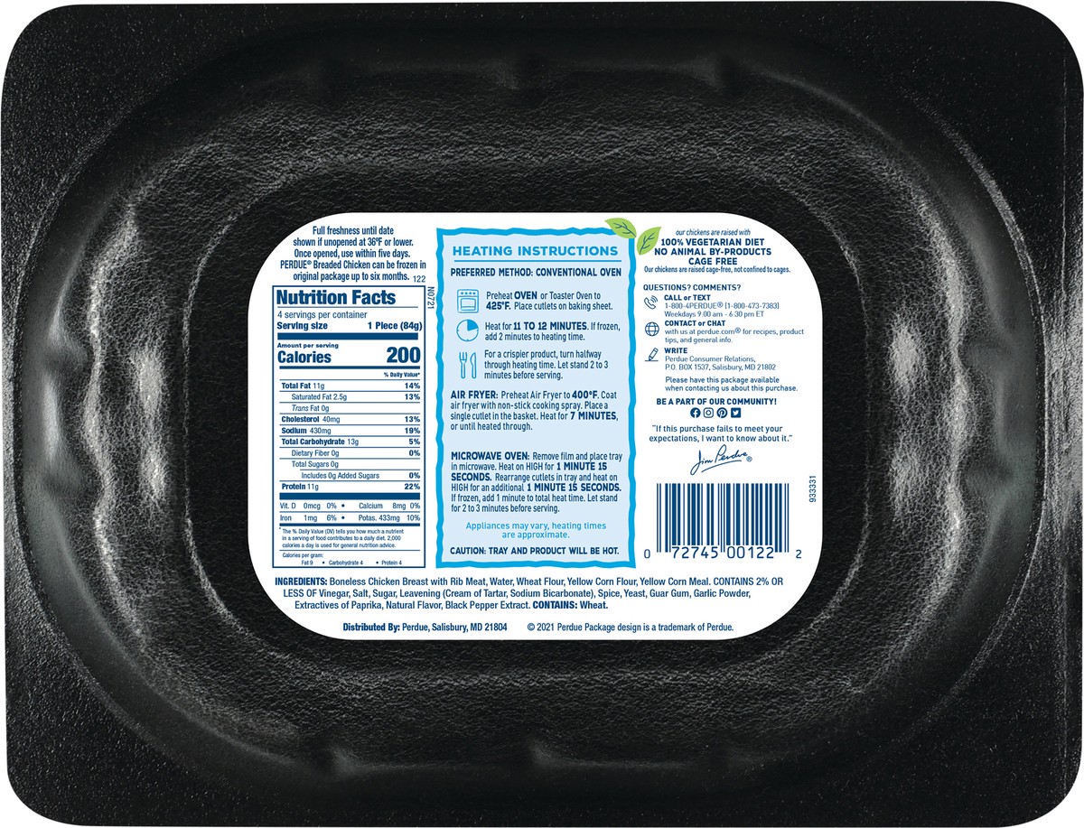 slide 6 of 6, PERDUE® No Antibiotics Ever Breaded Chicken Breast Cutlets, 12 oz., 4 ct; 12 oz