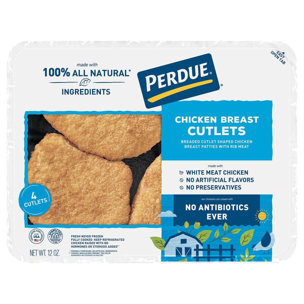 slide 3 of 6, PERDUE® No Antibiotics Ever Breaded Chicken Breast Cutlets, 12 oz., 4 ct; 12 oz