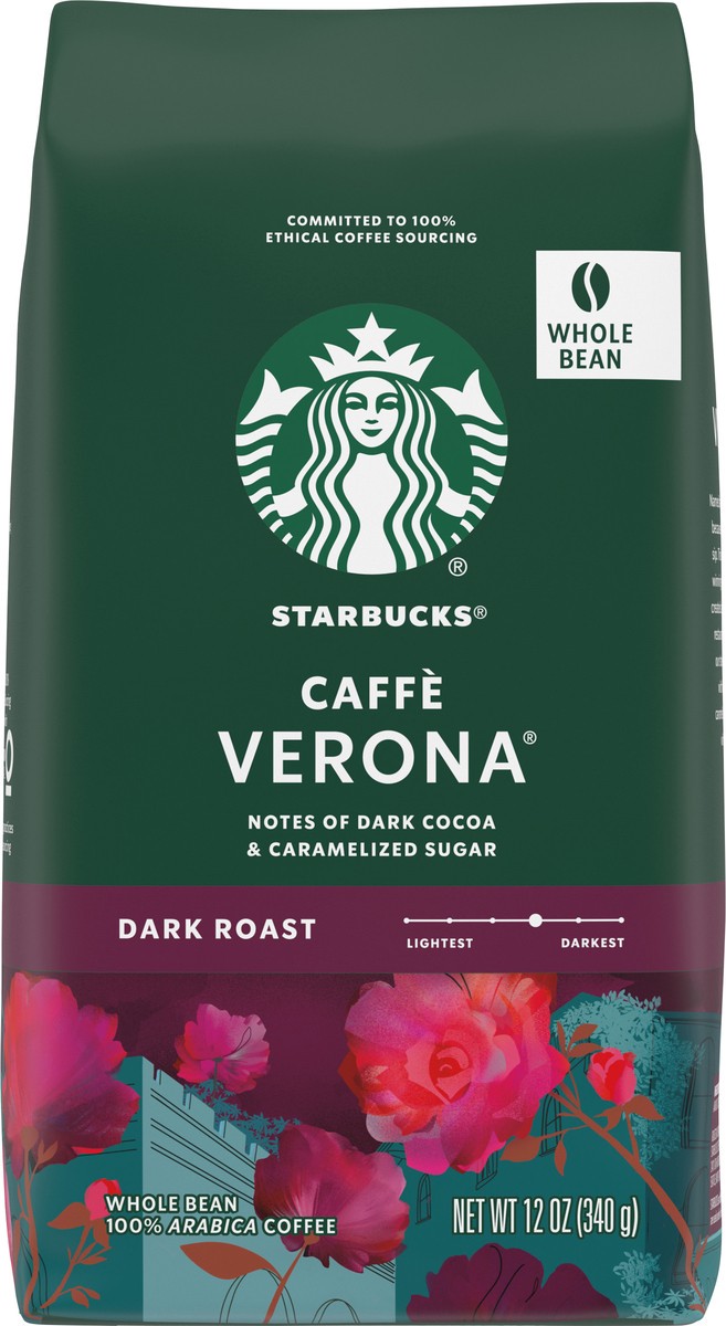 slide 5 of 9, Starbucks Whole Bean Coffee, Dark Roast Coffee, Caffè Verona, 100% Arabica, 1 bag (12 oz), 12 oz