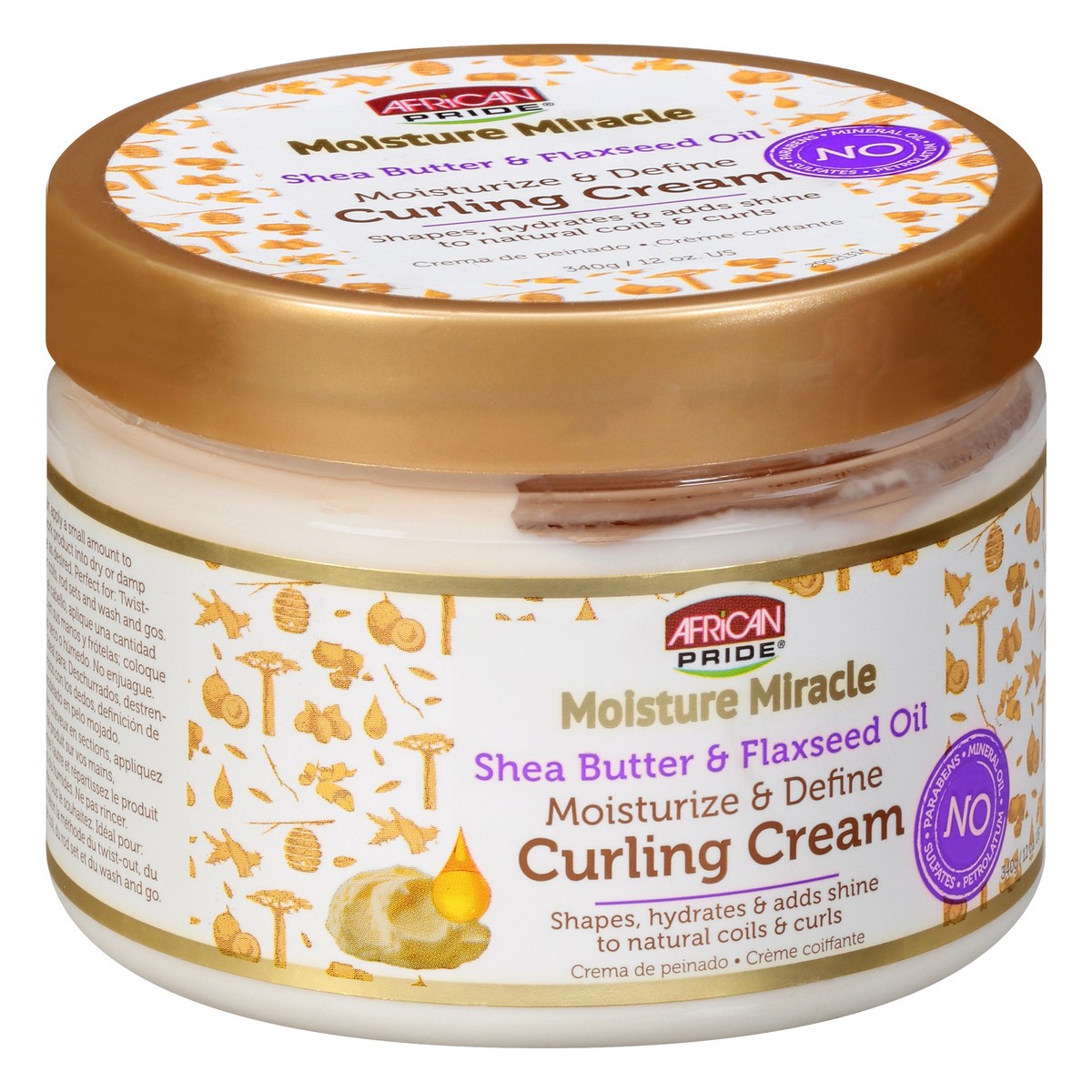 slide 8 of 9, African Pride Curling Cream, Moisturize & Define, Shea Butter & Flaxseed Oil, 12 oz