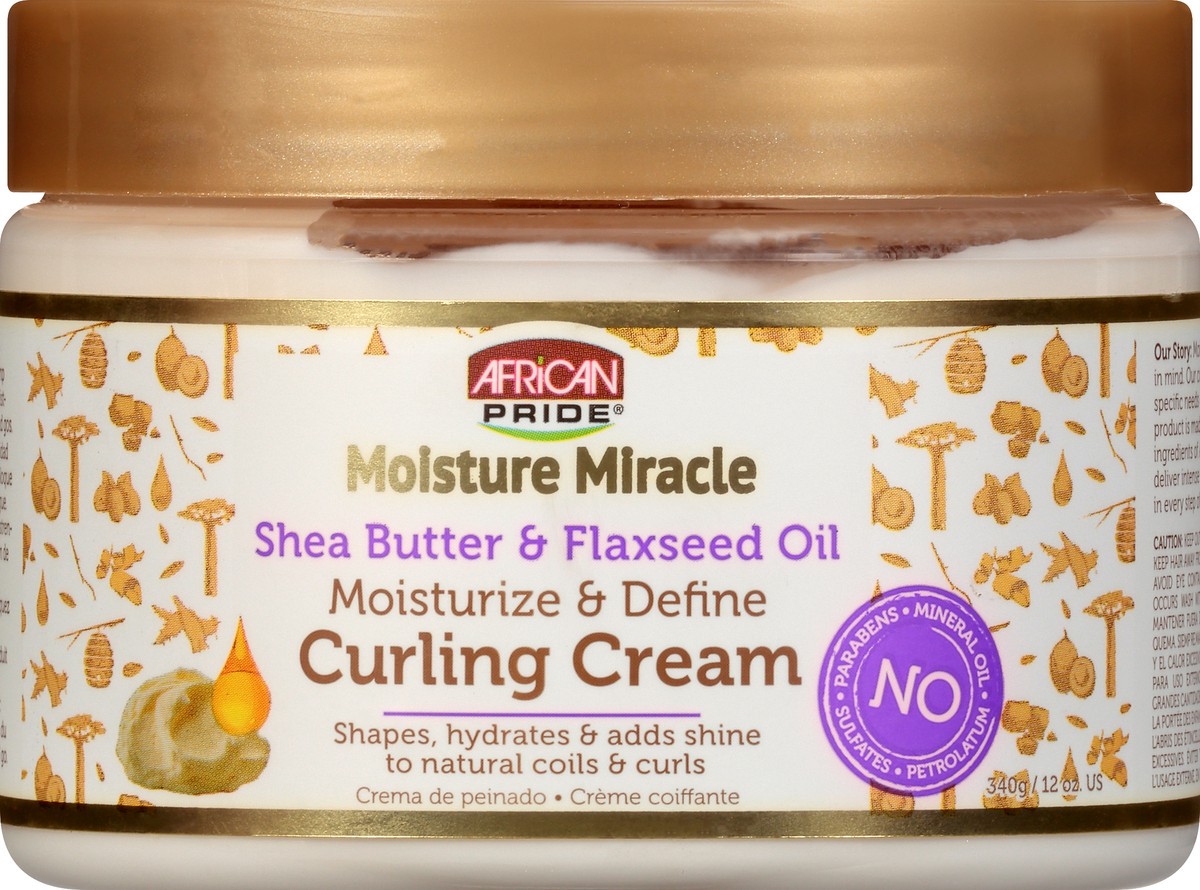 slide 6 of 9, African Pride Curling Cream, Moisturize & Define, Shea Butter & Flaxseed Oil, 12 oz