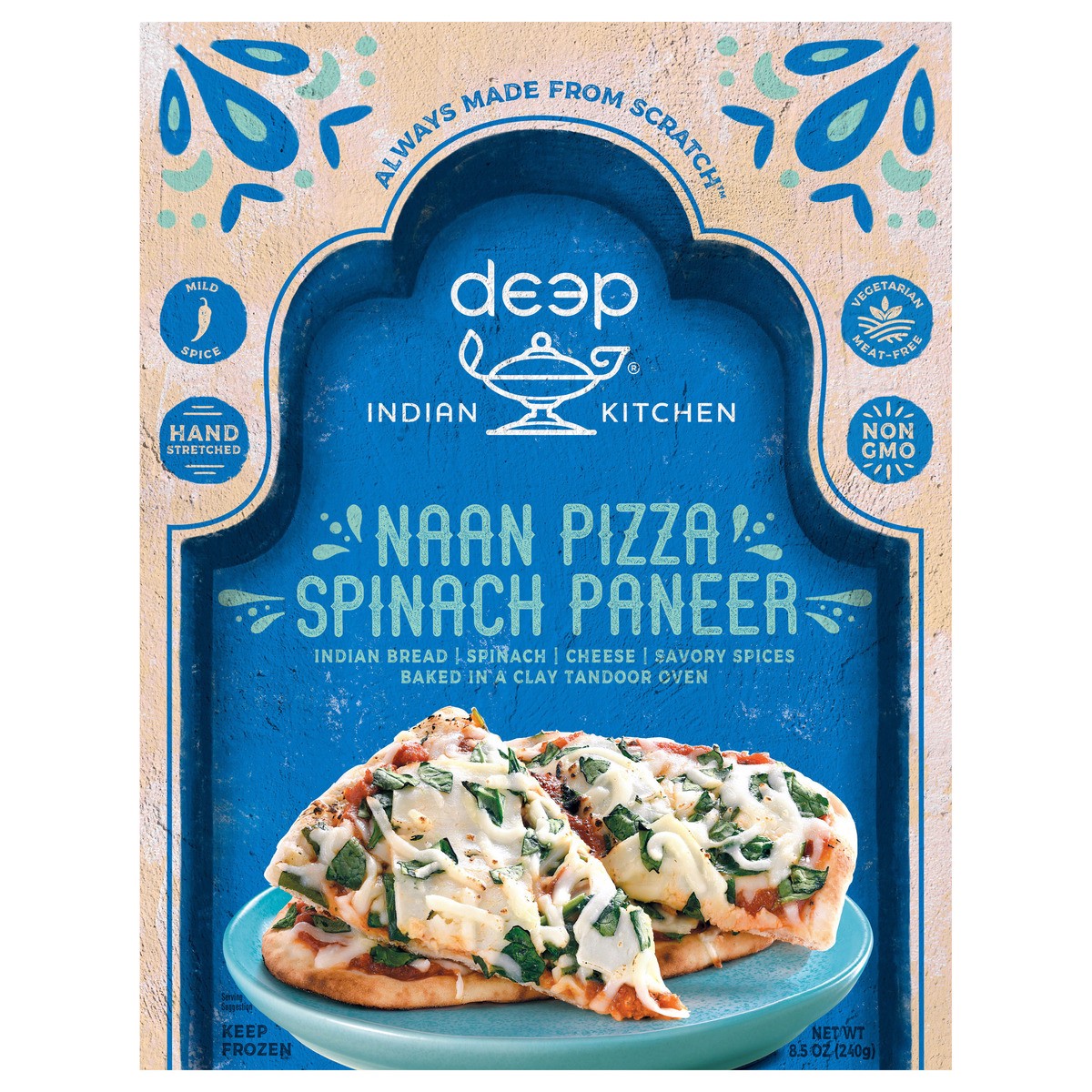 slide 1 of 1, Deep Indian Kitchen Spinach Paneer Naan Pizza, 8.6 oz