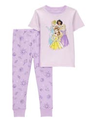 Carter's Kid Disney Print Ribbed 2-Piece Pajamas Purple - Size 12