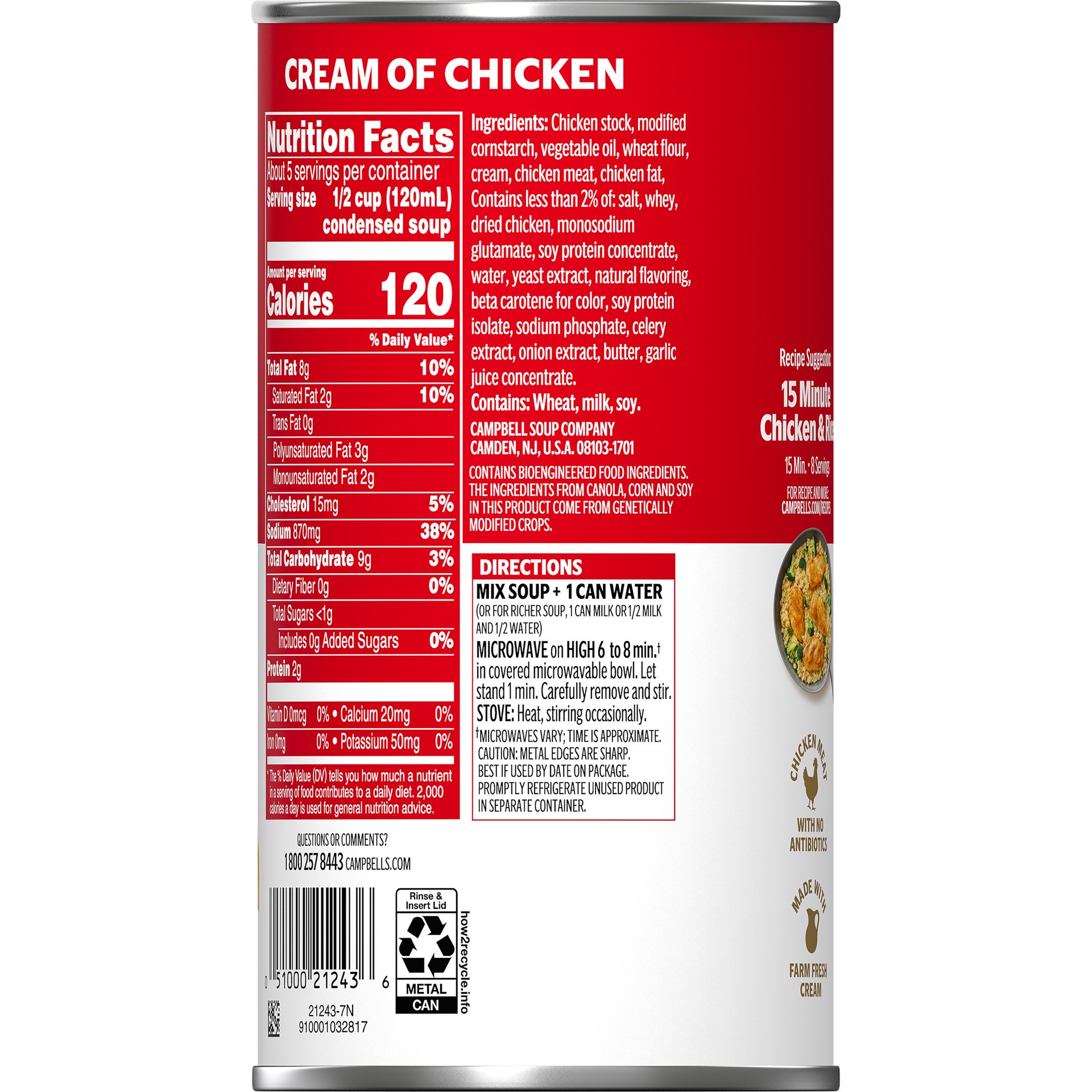 slide 2 of 5, Campbell's Condensed Cream of Chicken Soup, 22.6 oz Family Size Can, 22.6 oz