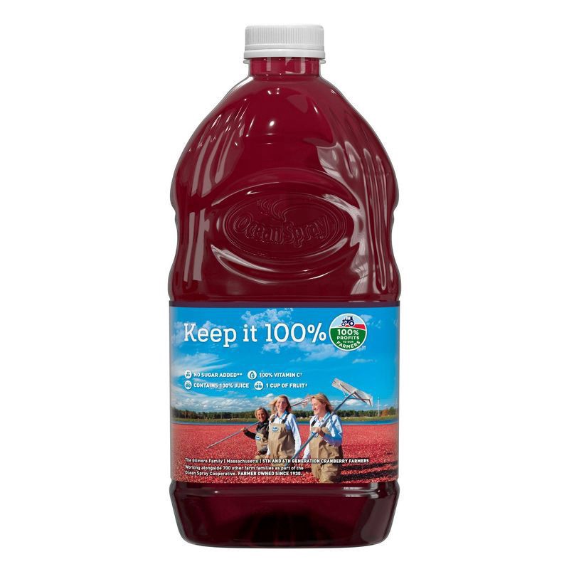slide 3 of 3, Ocean Spray 100% Juice Cranberry Elderberry Juice Blend, 64 Fl Oz Bottle, 64 fl oz