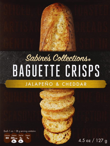 slide 1 of 1, Sabine's Collections Jalapeno and Cheddar Baguette Crisps, 4.5 oz