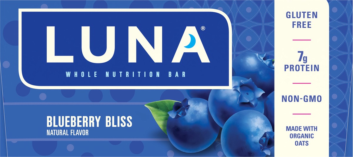 slide 3 of 12, LUNA Bar - Blueberry Bliss Flavor - Snack Bars - Non-GMO - Gluten-Free Protein Bars - Made with Organic Oats (15 Pack), 25.35 oz