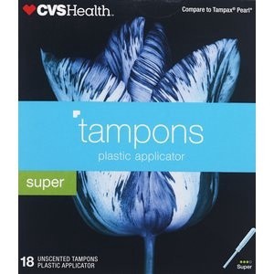 slide 1 of 1, CVS Health Tampons Super Absorbency Unscented, 18 ct