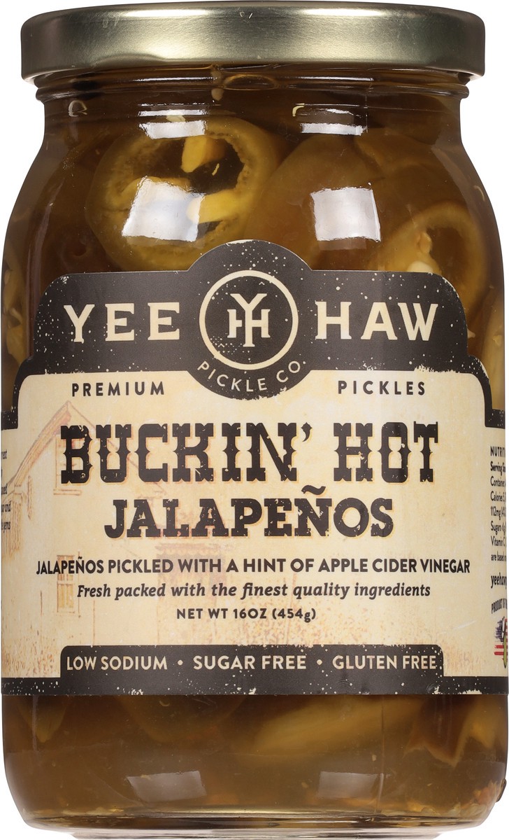 slide 12 of 12, Yee-Haw Pickle Co. Buckin' Hot Jalapenos 16 oz, 16 oz