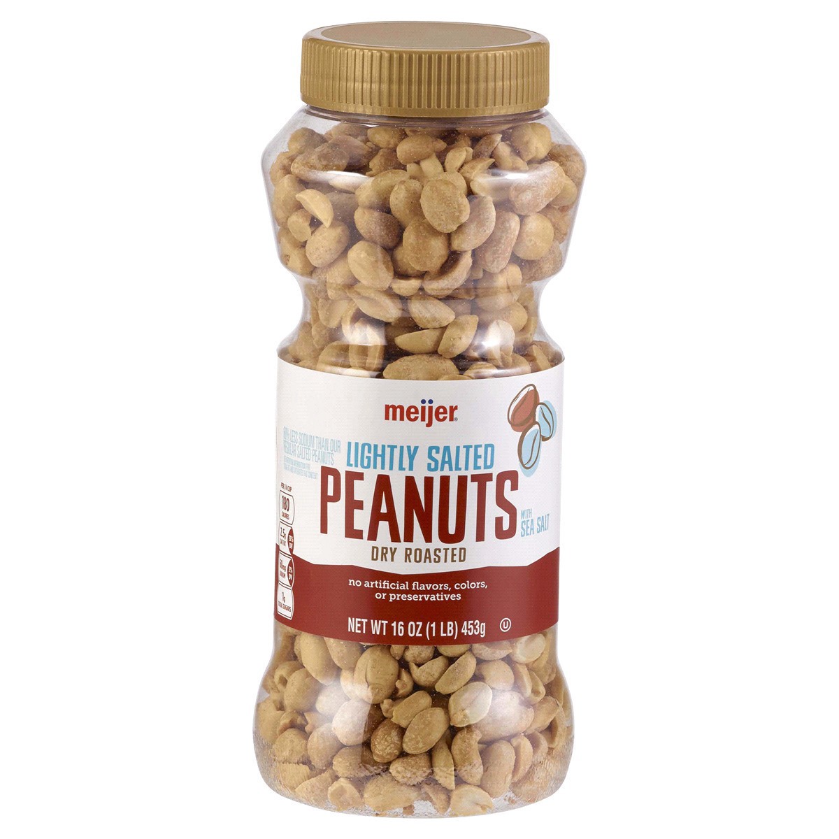 slide 1 of 5, Meijer Lightly Salted Dry Roasted Peanuts, 16 oz