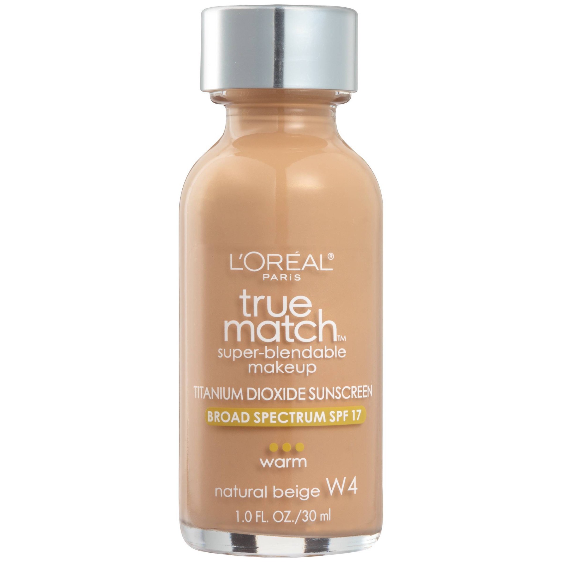 slide 1 of 7, L'Oréal L'Oreal Paris True Match Super-Blendable Foundation Makeup with SPF 17 - W4 Natural Beige - 1 fl oz, 48 ct