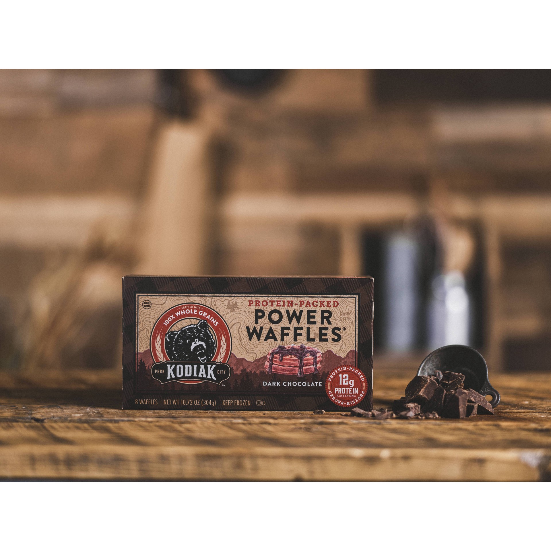 slide 10 of 11, Kodiak Cakes Power Waffles, Dark Chocolate, 10.72 oz/8 ct, 