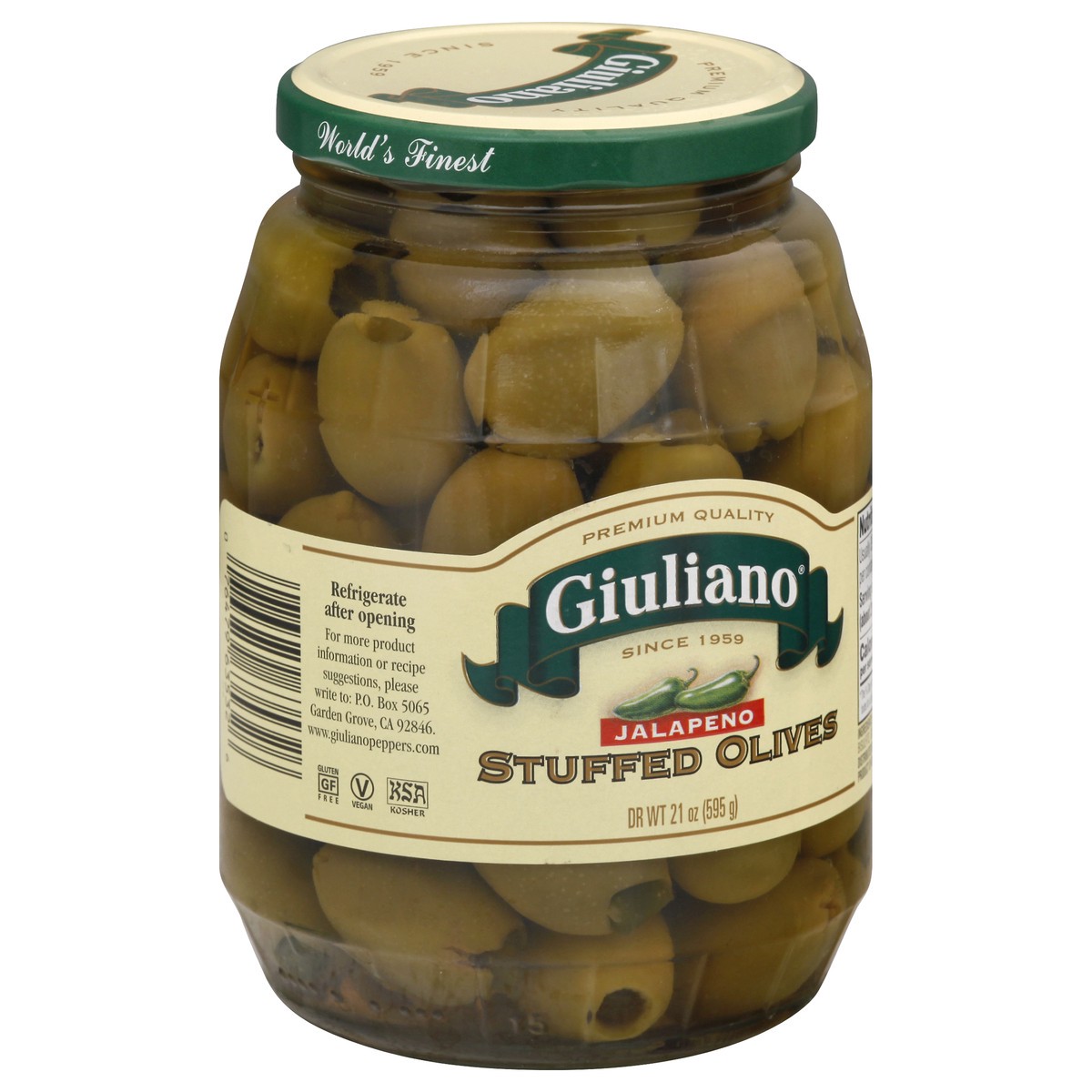 slide 2 of 9, Giuliano Stuffed Jalapeno Olives 21 oz, 21 oz