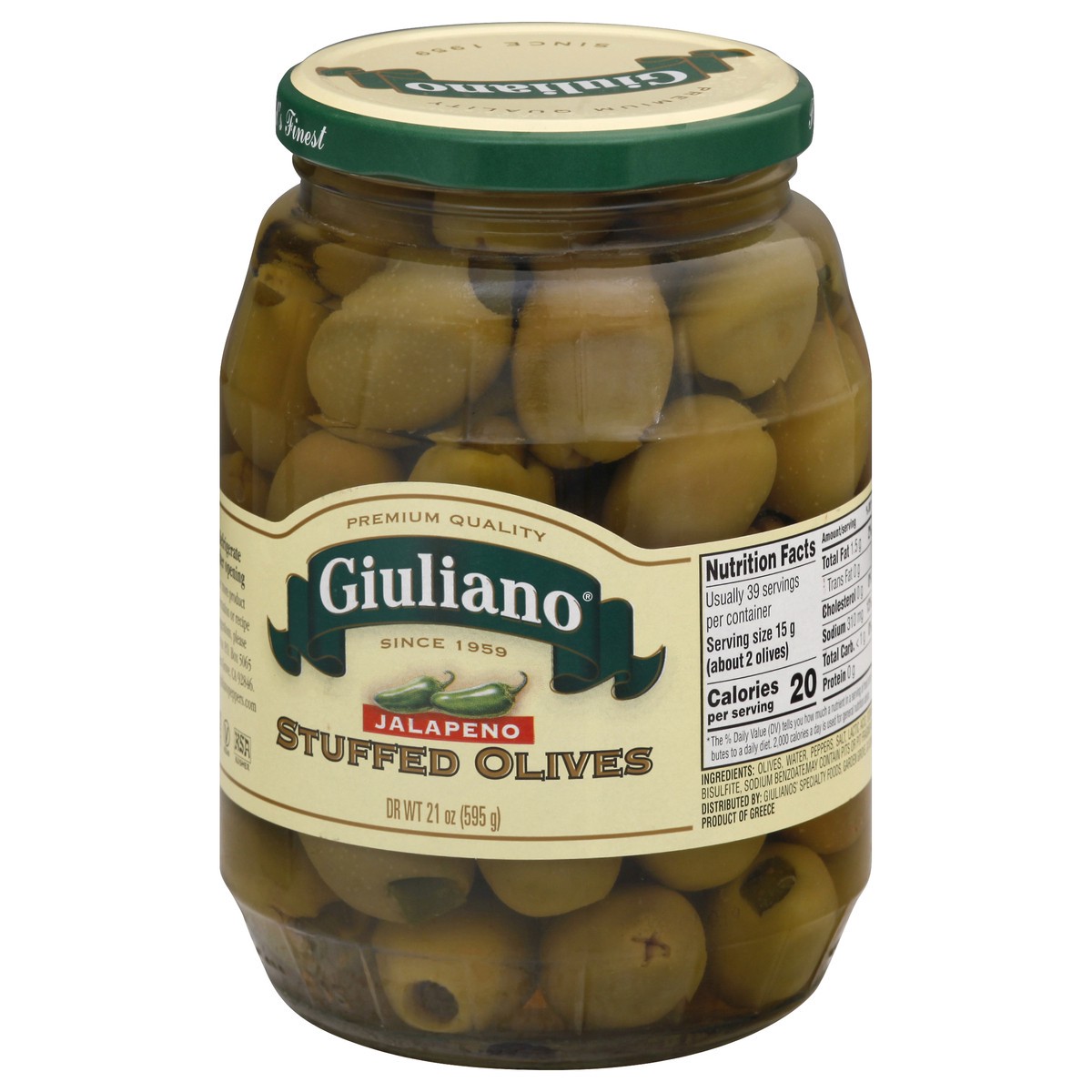 slide 6 of 9, Giuliano Stuffed Jalapeno Olives 21 oz, 21 oz