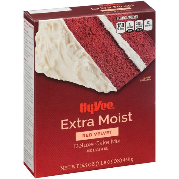 slide 1 of 1, Hy-vee Red Velvet Extra Moist Deluxe Cake Mix, 16.5 oz