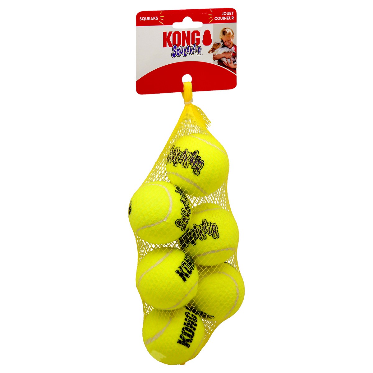 slide 4 of 9, KONG Squeakair 6-Pack Medium Squeak Air Balls Dog Toy 6 ea Card, 6 ct