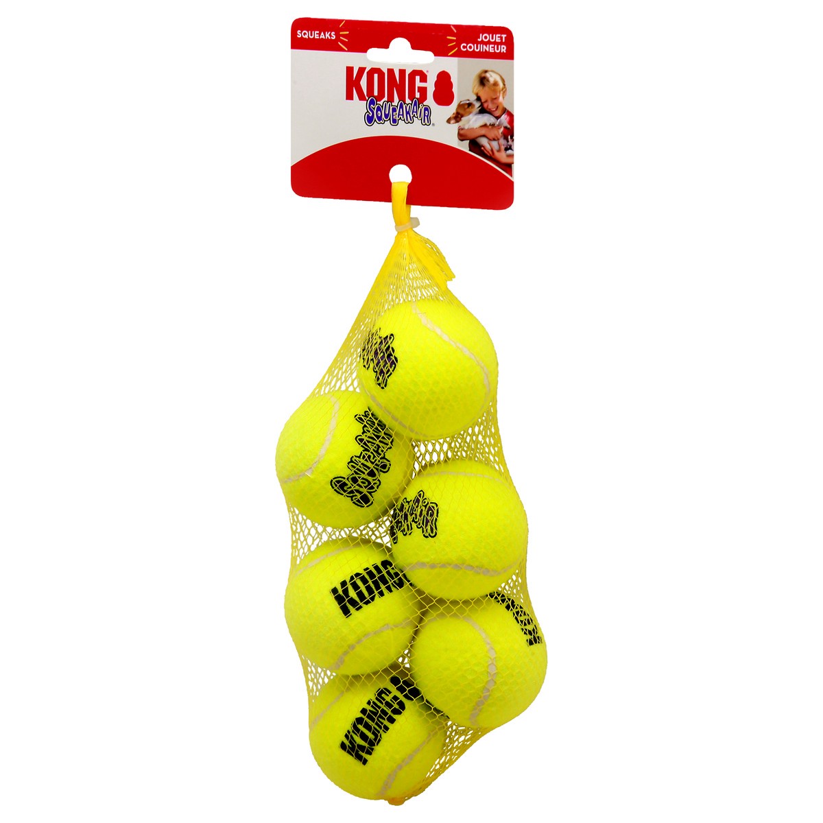 slide 5 of 9, KONG Squeakair 6-Pack Medium Squeak Air Balls Dog Toy 6 ea Card, 6 ct